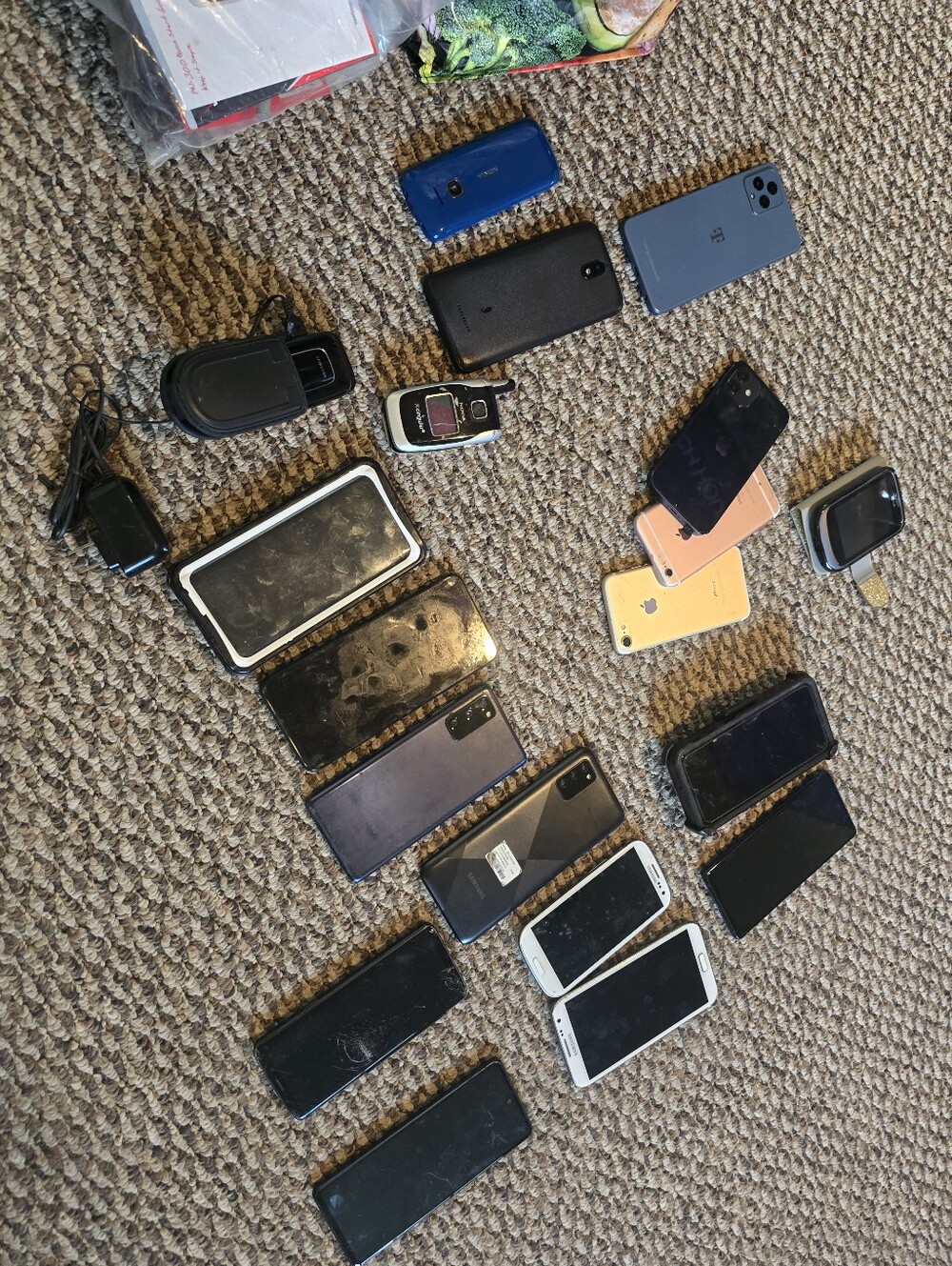 22 Mixed Electronics Cell Phones - Assorted Black, Blue, Gold, White, Pink